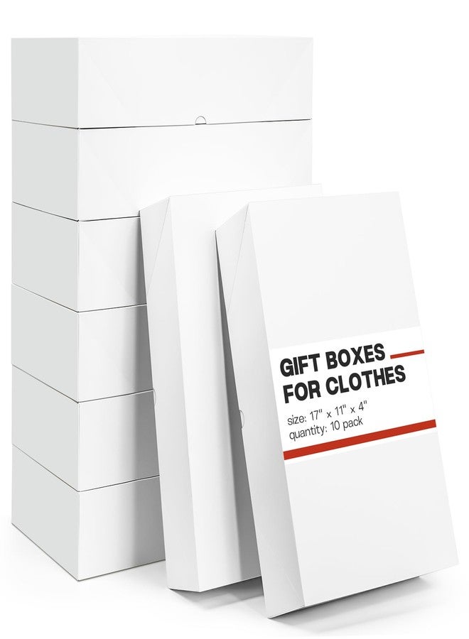 ZORRITA 10 Pack Extra Large Deep Gift Boxes with Lids for Presents, 17 x 11 x 4 Inch Robe Boxes White Auto Pop-up Box for Clothes Christmas - Image 1